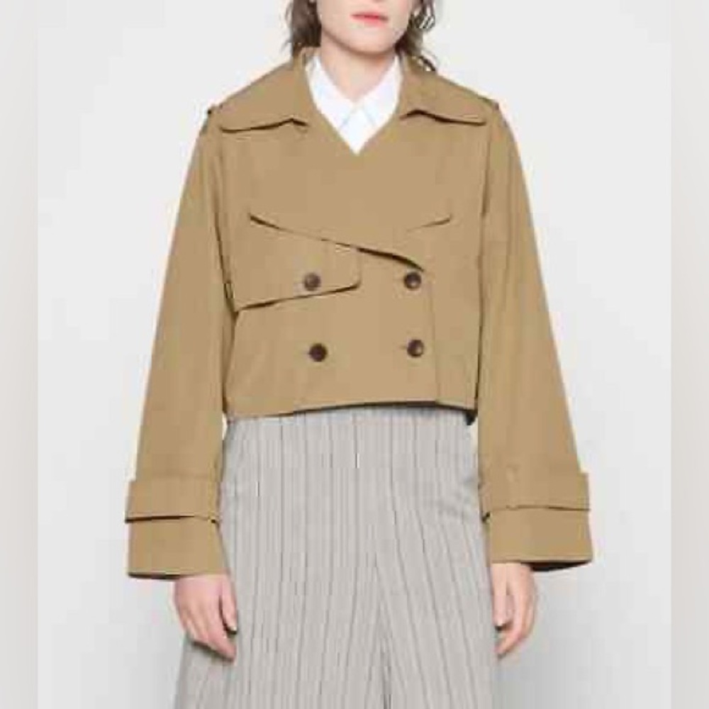 Abercrombie Cropped Trench Coat Beige/Tan – Like New